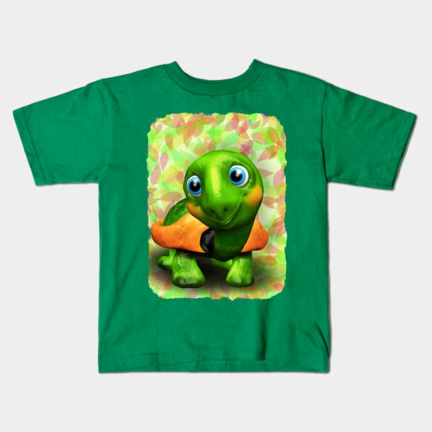 Green Turtle Baby 3D Kids T-Shirt by BluedarkArt